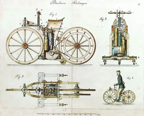 Daimler Reitwagen – das erste Motorrad von Gottlieb Daimler, 1885
